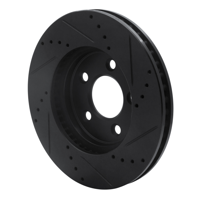 Ford Mustang Brake Rotor (1) - Front Left - R1 Concepts - Drilled & Slotted - Black - `05-`10